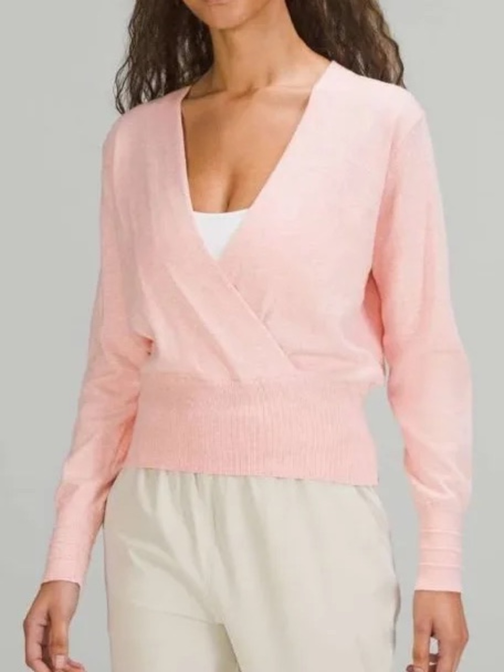 lululemon athletica Pastel Pink V-Neck Wrap Sweater